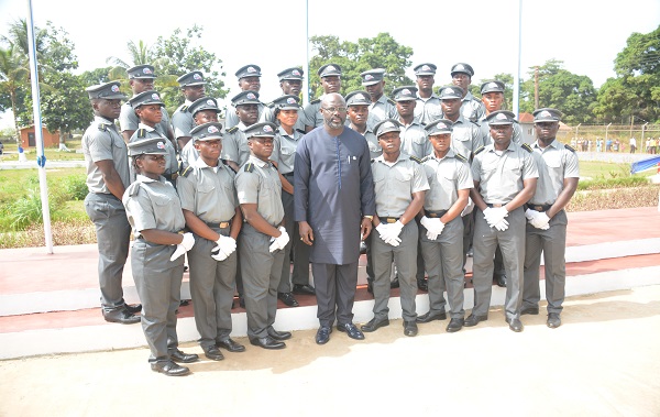 Cadets posing with President Weah Feb 2018